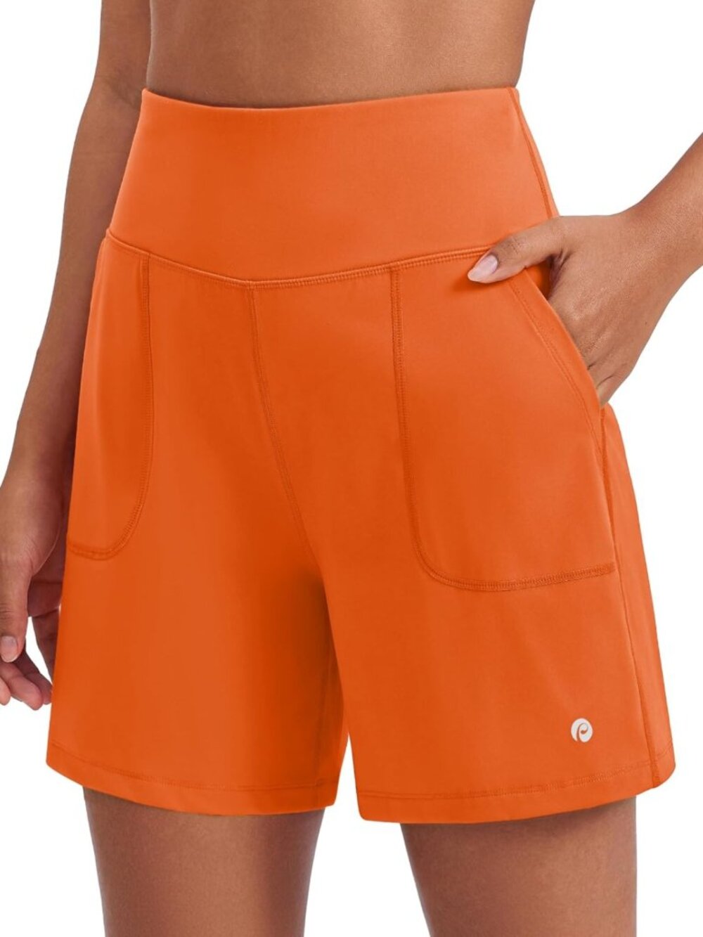High Waisted Women's Athletic Yoga Shorts 6" with Pockets for Fitness & Running